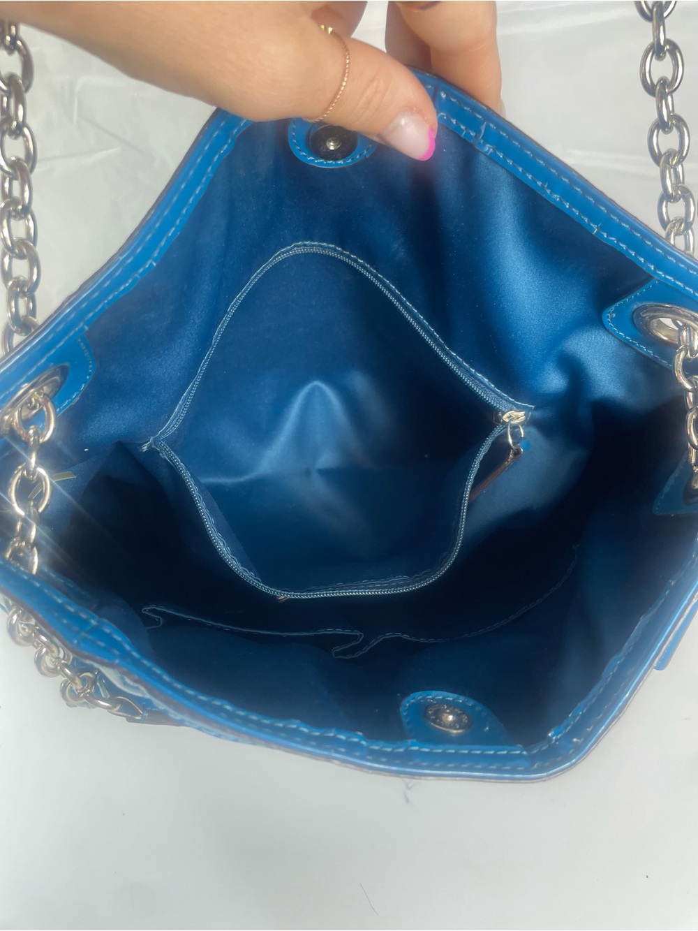 Coach Poppy Liquid Gloss Rare Teal Patent Leather Quilted Bag Y2K - Picture 5 of 14